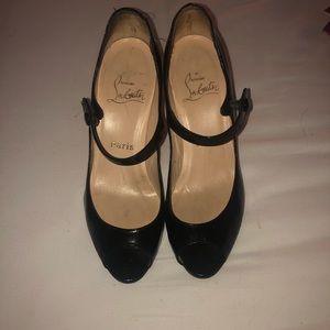 Christian Louboutin black patent 3.5 inch Mary Jane heels